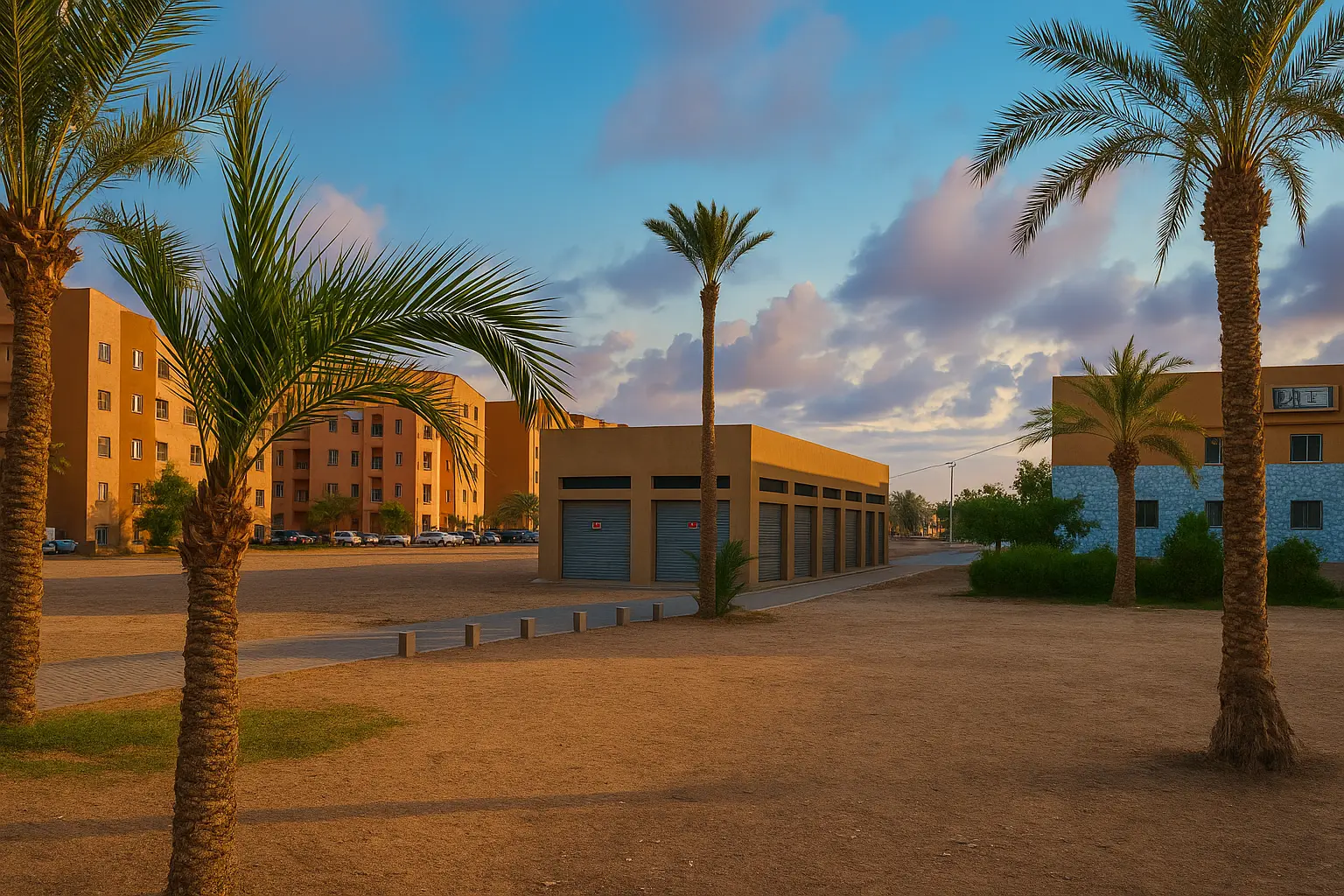 Najd Commercial Hub street view with passing car